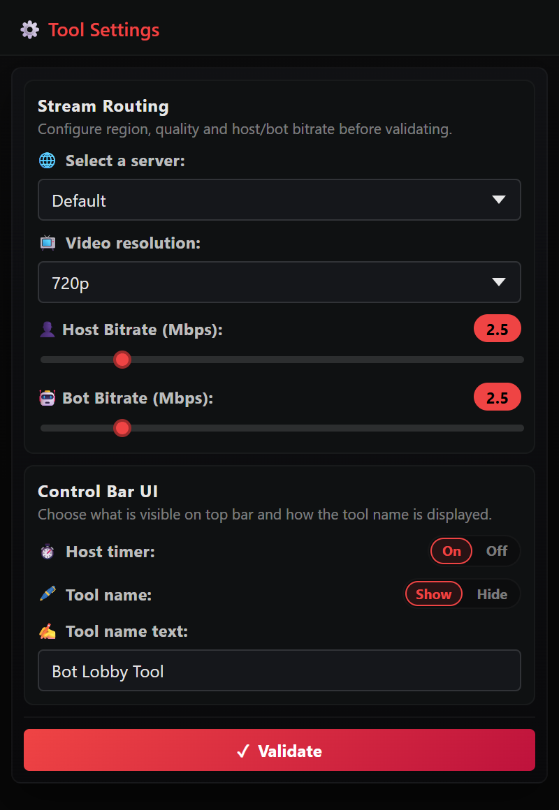 Settings preview